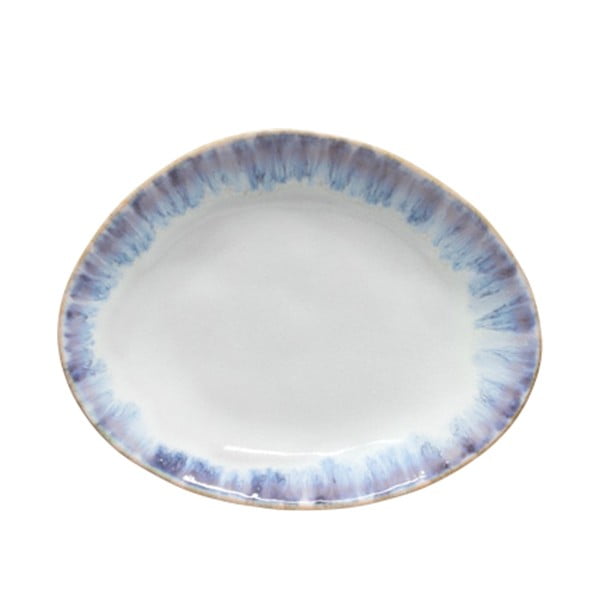 Bielo-modrý kameninový oválny tanier Costa Nova Brisa, ⌀ 20 cm
