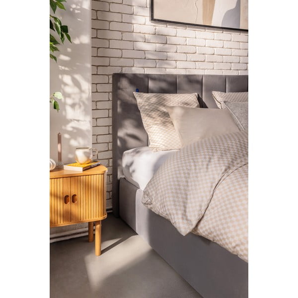 Sivá čalúnená dvojlôžková posteľ s úložným priestorom s roštom 180x200 cm Thessa Bold Line – Bonami Selection-image-3