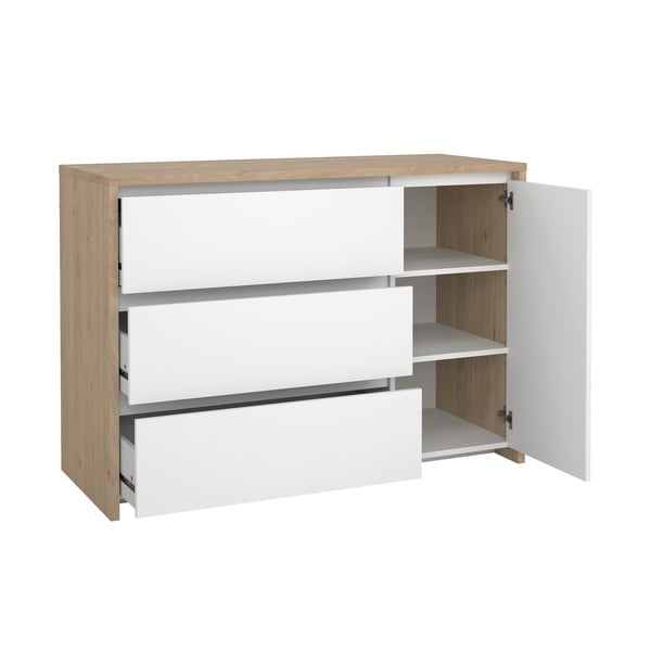 Biela/v prírodnej farbe komoda v dekore duba 119x84x48 cm Next – Tvilum-image-3