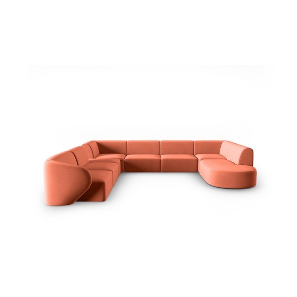 Ružová zamatová rohová pohovka (ľavý roh/do "U") Paolo – Milo Casa