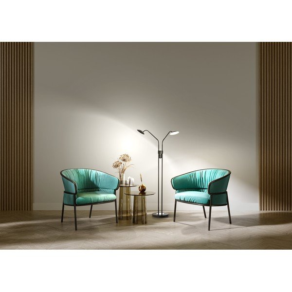 Čierna LED stmievateľná stojacia lampa so skleneným tienidlom (výška 135 cm) Tallri – Fischer & Honsel-image-1