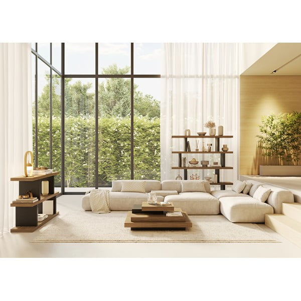 Konferenčný stolík v dekore orecha v čierno-prírodnej farbe 110x110 cm Slate – TemaHome-image-1