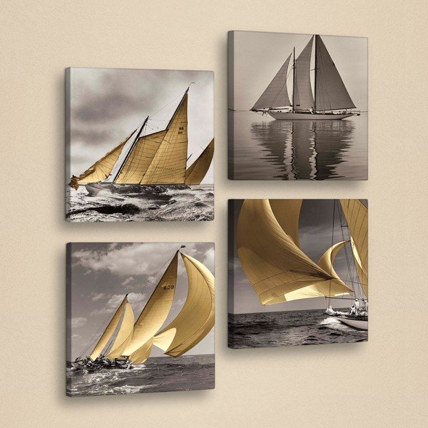 Dekoratívny viacdielny obraz Boats, 33 × 33 cm-image-1