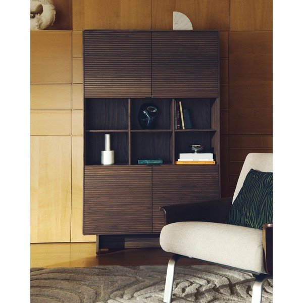 Tmavohnedá skrinka v dekore orecha 100x163x40 cm Norlen – Kave Home-image-1