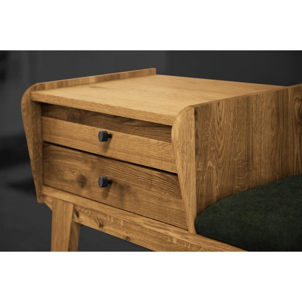 Lavica so zásuvkami z dubového dreva so zeleným sedákom Retro - The Beds-image-4