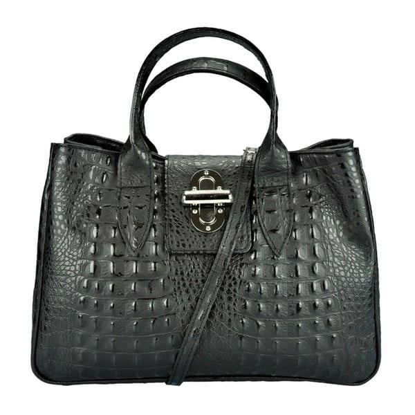 Čierna kožená kabelka Pitti Bags Bergamo