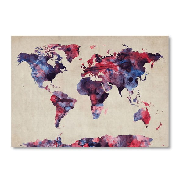 Plagát s fialovo-červenou mapou sveta Americanflat Painting, 60  ×   42 cm