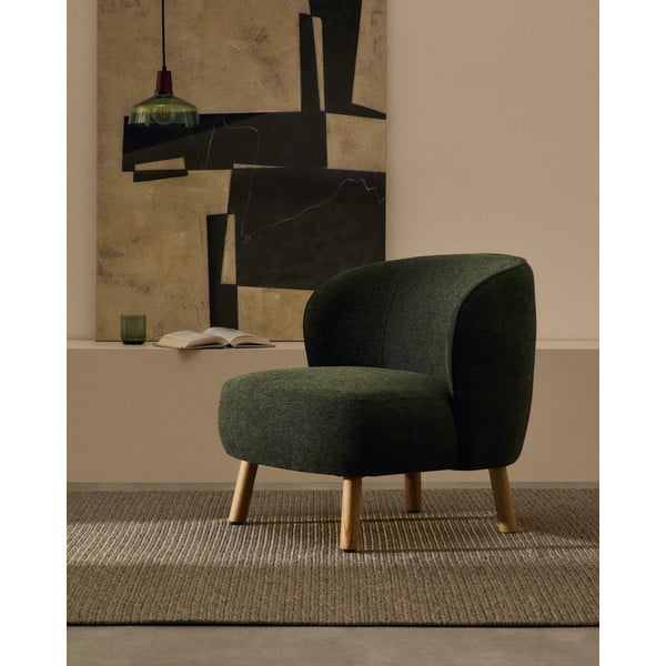 Zelené ženilkové kreslo Ulit – Kave Home-image-1