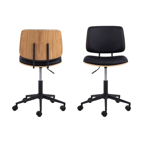 Čierna kancelárska stolička z imitácie kože Owen – Actona-image-4