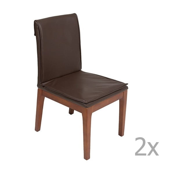 Sada 2 hnedých jedálenských stoličiek s konštrukciou z dubového dreva Santiago Pons Donato