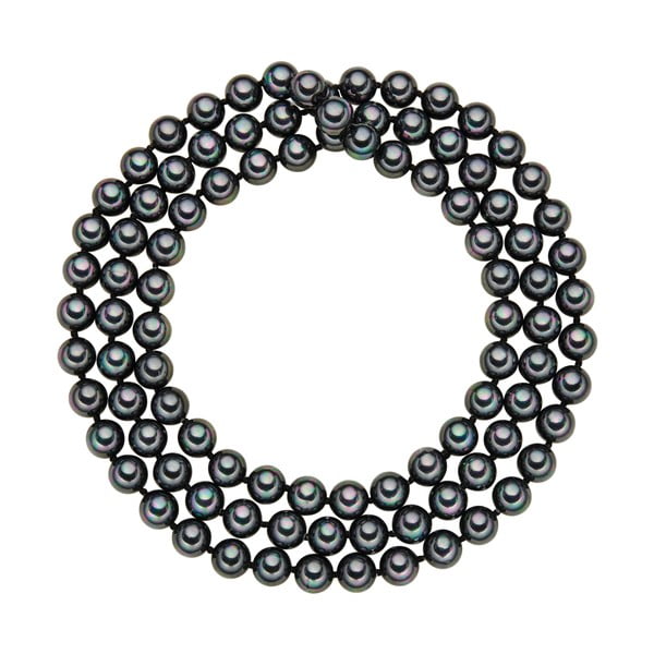 Náhrdelník s antracitovo čiernymi perlami ⌀ 8 mm Perldesse Muschel, dĺžka 90 cm