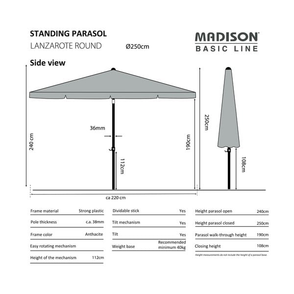 Zelený slnečník ø 250 cm Lanzarote - Madison-image-1