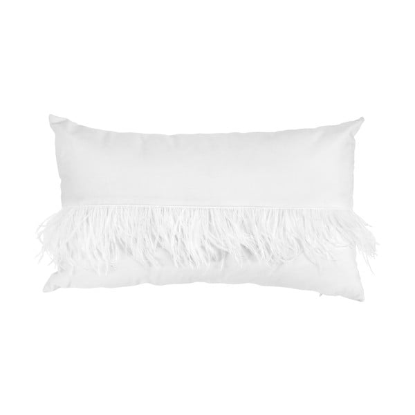 Biely vankúš s pierkami Miss Étoile Feathers, 50 × 30 cm