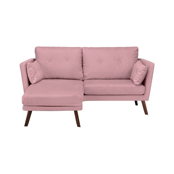 Svetloružová trojmiestna pohovka Mazzini Sofas Elena, s leňoškou na ľavom rohu-image-4