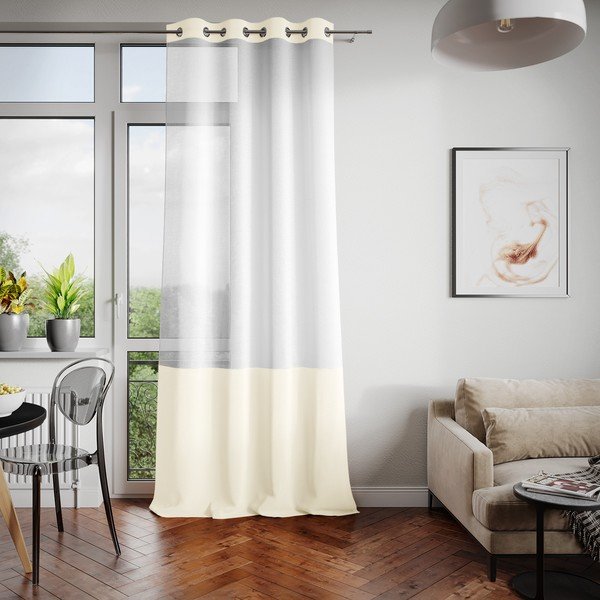 Bielo-béžový záves AmeliaHome Irvelette Eyelets, 140 x 270 cm-image-2