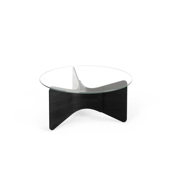 Čierny okrúhly konferenčný stolík so sklenenou doskou 87x87 cm Madera – Umbra