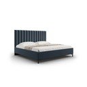 Tmavomodrá čalúnená dvojlôžková posteľ s úložným priestorom s roštom 180x200 cm Casey – Mazzini Beds