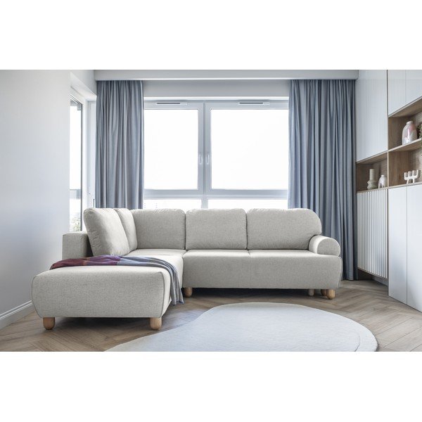 Krémovobiela rozkladacia rohová pohovka (ľavý roh) Bouncy Olli – Miuform-image-3