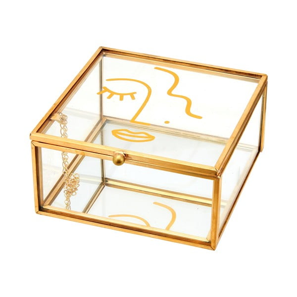 Škatuľka na šperky s detailmi v zlatej farbe Sass & Belle Abstract Face