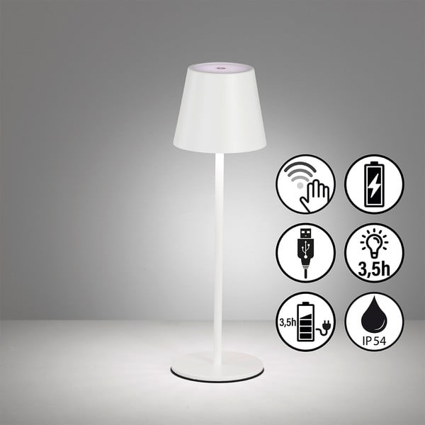 Biela LED stolová lampa s kovovým tienidlom (výška  36,5 cm) Viletto – Fischer & Honsel-image-3