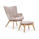Svetloružové menčestrové kreslo s podnožkou Niko – Ropez