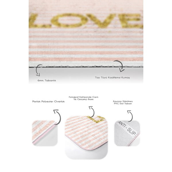 Ružové zamatové kúpeľňové predložky v súprave 2 ks 60x100 cm Love – Mila Home-image-3