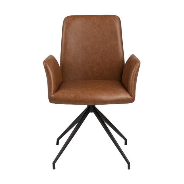 Koňakovohnedé čalúnené jedálenské kreslo s podrúčkami Naya – Actona-image-2