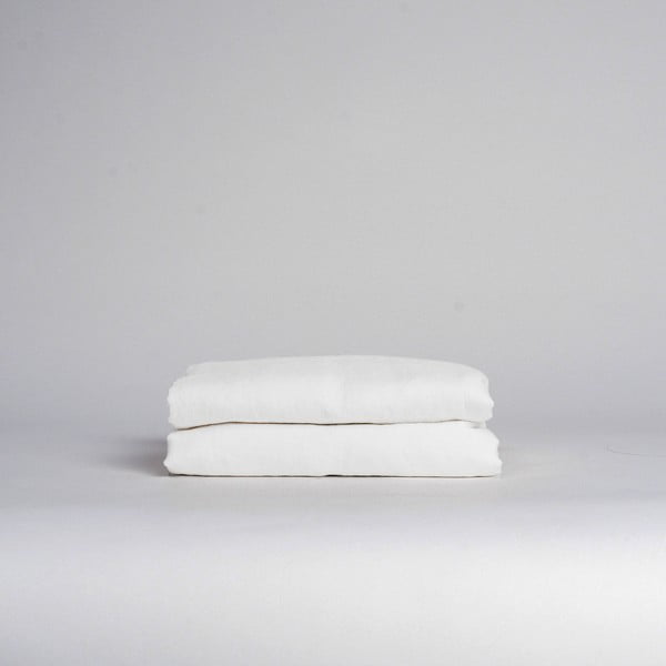 Biela plachta s prímesou ľanu 230x270 cm – Linen Tales-image-1