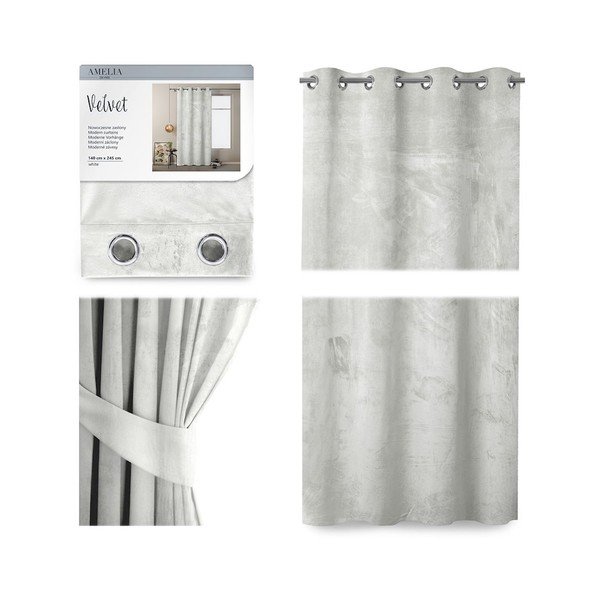 Biely záves so zamatovým povrchom AmeliaHome Velvet, 140 x 245 cm-image-2