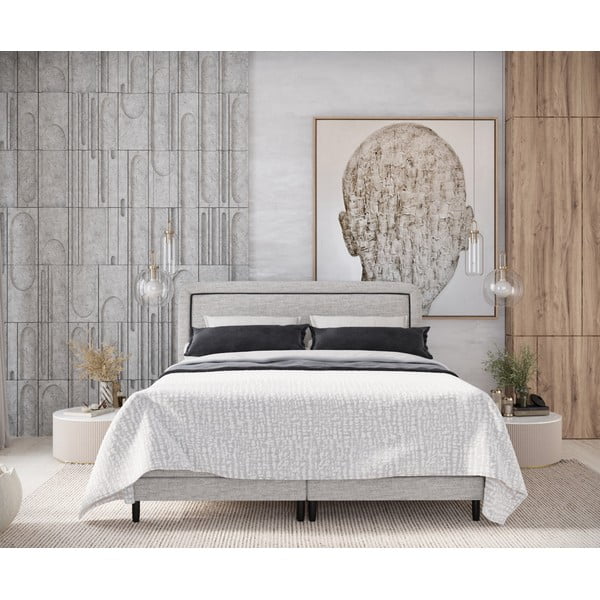 Svetlosivá boxspring posteľ 160x200 cm Dove – Maison de Rêve-image-3