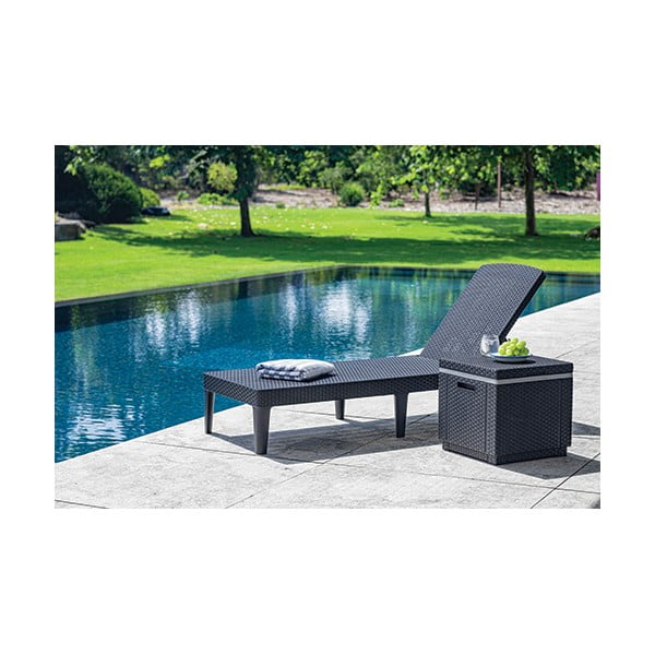 Tmavosivé záhradné ležadlo z umelého ratanu Jaipur – Keter-image-1