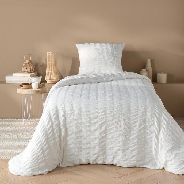 Biele krepové obliečky na jednolôžko 140x200 cm Plissia – douceur d'intérieur