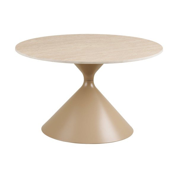 Béžový okrúhly konferenčný stolík s keramickou doskou ø 70 cm Annecy – House Nordic-image-2