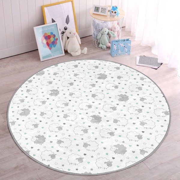 Detský koberec vo svetlosivo-bielej farbe ø 80 cm Comfort – Mila Home-image-2