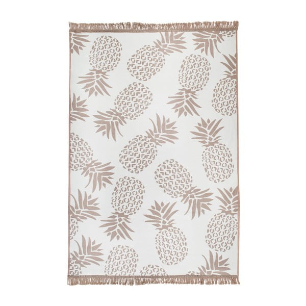 Béžovo-biely obojstranný koberec Pineapple, 80 × 150 cm
