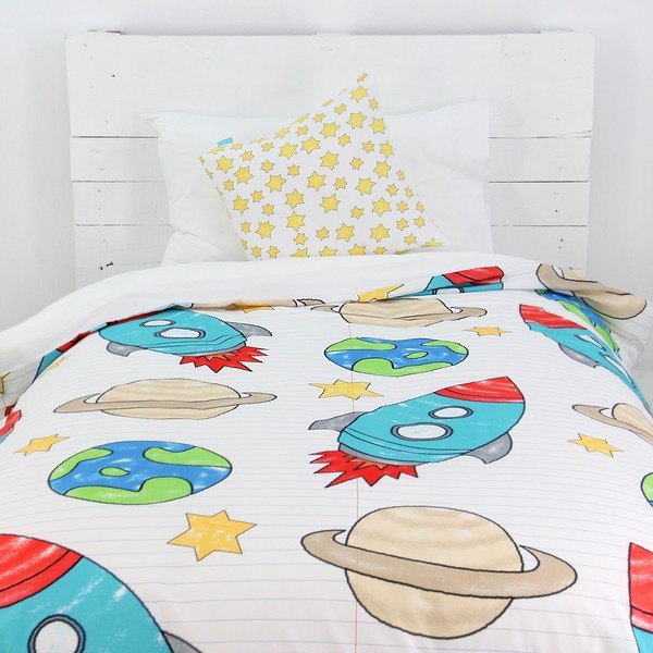 Detské bavlnené obliečky na paplón a vankúš Mr. Fox Space Rocket, 140 × 200 cm-image-1