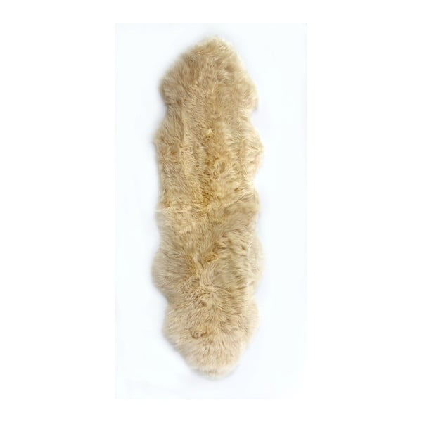 Béžový vlnený behúň z ovčej kožušiny Auskin Ramzi, 60 × 180 cm