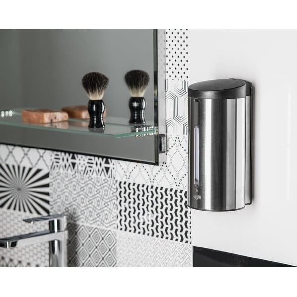 Bezdotykový dávkovač mydla z nehrdzavejúcej ocele v matne striebornej farbe 650 ml – Sapho-image-2