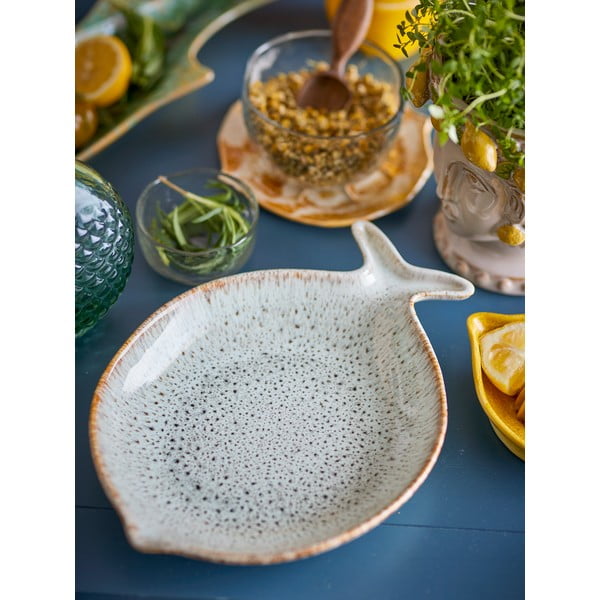 Modrý/béžový servírovací tanier z kameniny Fleur – Bloomingville-image-4