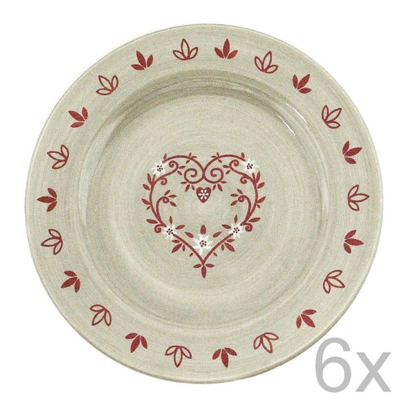 Sada keramických tanierov Heart 20 cm (6 ks)