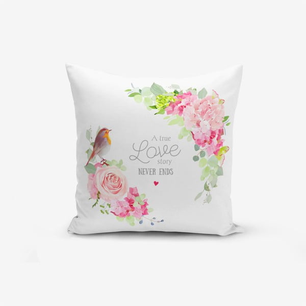Obliečka na vankúš s prímesou bavlny Minimalist Cushion Covers Bird A True Love Story, 45 × 45 cm