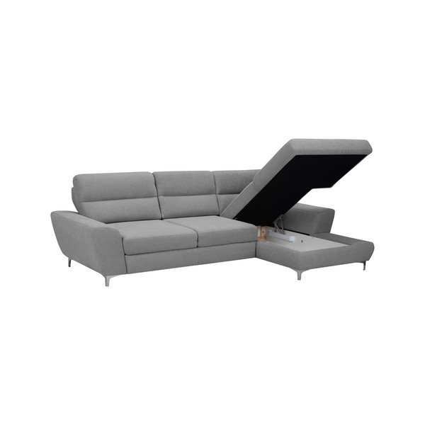 Svetlosivá rozkladacia rohová pohovka Windsor & Co Sofas Omega, pravý roh-image-4