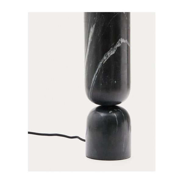 Čierna mramorová stolová lampa s textilným tienidlom (výška 57 cm) Vex – Kave Home-image-4
