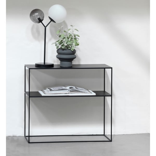 Čierny kovový konzolový stolík 35x90 cm Pebble – Unique Furniture-image-1