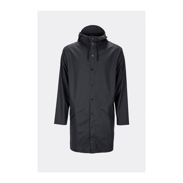 Čierna unisex bunda s vysokou vodoodolnosťou Rains Long Jacket, veľkosť XS/S