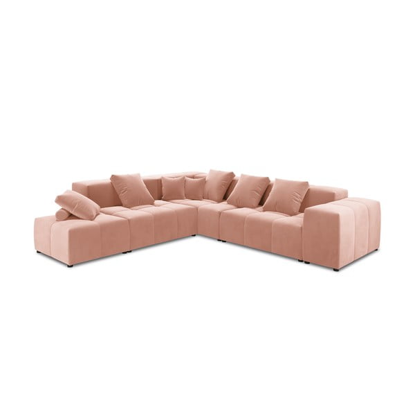 Ružová zamatová rohová pohovka (variabilná) Rome Velvet - Cosmopolitan Design