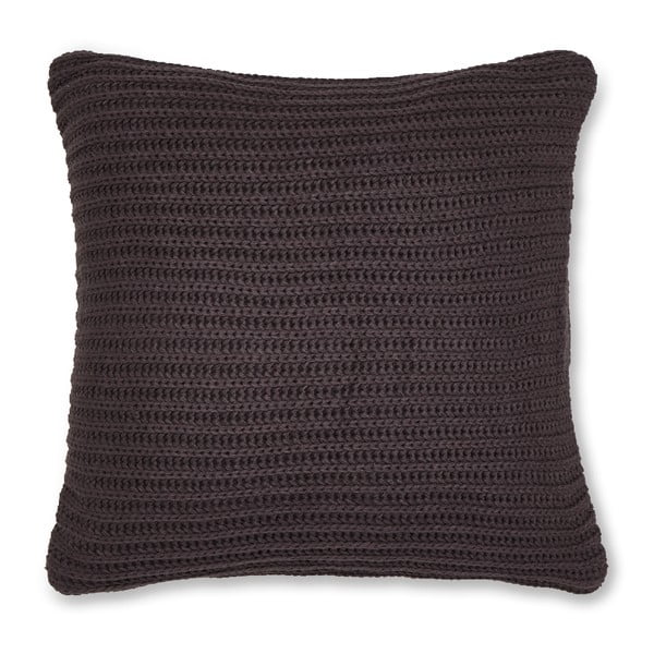 Tmavohnedá pletená obliečka na vankúš Catherine Lansfield Knit, 45 × 45 cm