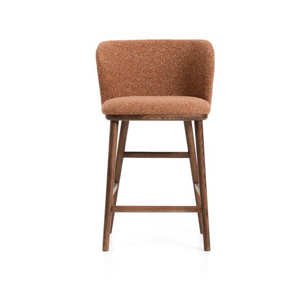 Čalúnená barová stolička v terakotovej farbe (výška sedadla 65 cm) Ciselia – Kave Home-image-4