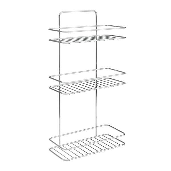 Závesná oceľová kúpeľňová polička bez vŕtania v lesklo striebornej farbe Luxy – Metaltex