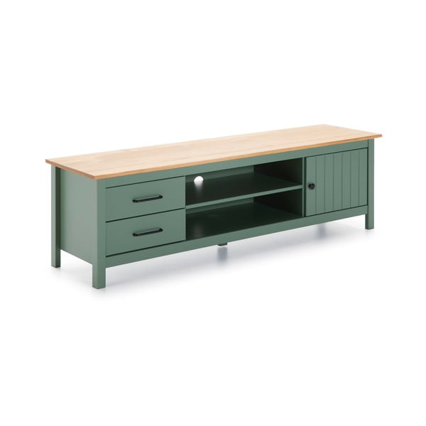 Zelený/v prírodnej farbe TV stolík z borovicového dreva 158x47 cm Miranda – Marckeric-image-2